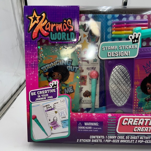 Karmas World Create Carry Creativity Set Boombox Activity Pad Markers Stickers - Picture 2 of 10